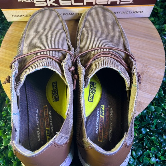 🔥 SKECHERS MELSON CORDUROY BROWN SLIP ON AIR COOLED MEMORY FOAM 21030 MEN SZ 11 - Picture 7 of 9